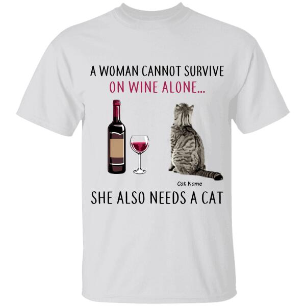 Cat Mom Loves Wine Personalized T-Shirt TS-PT1199