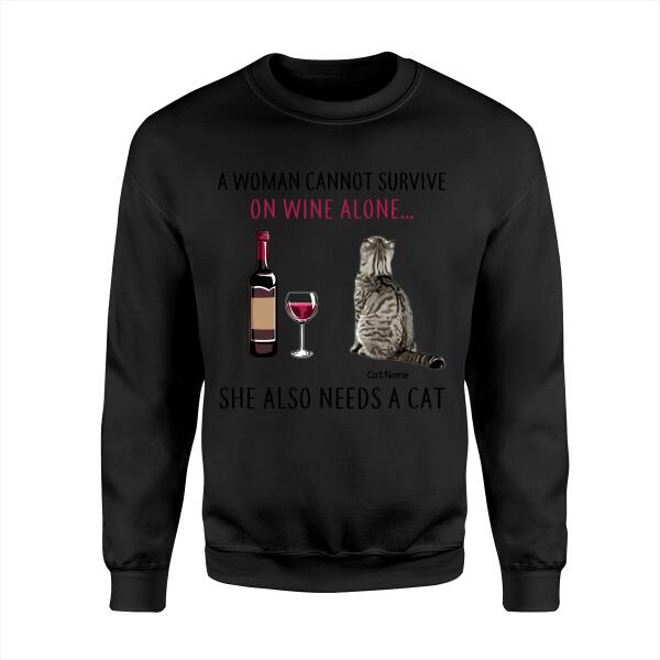 Cat Mom Loves Wine Personalized T-Shirt TS-PT1199