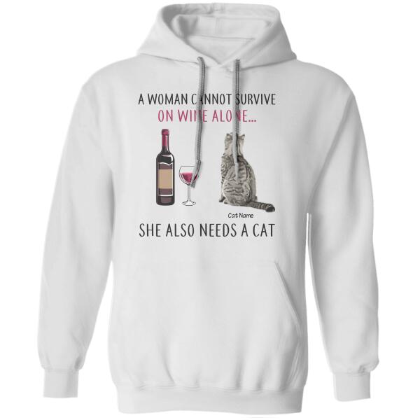 Cat Mom Loves Wine Personalized T-Shirt TS-PT1199