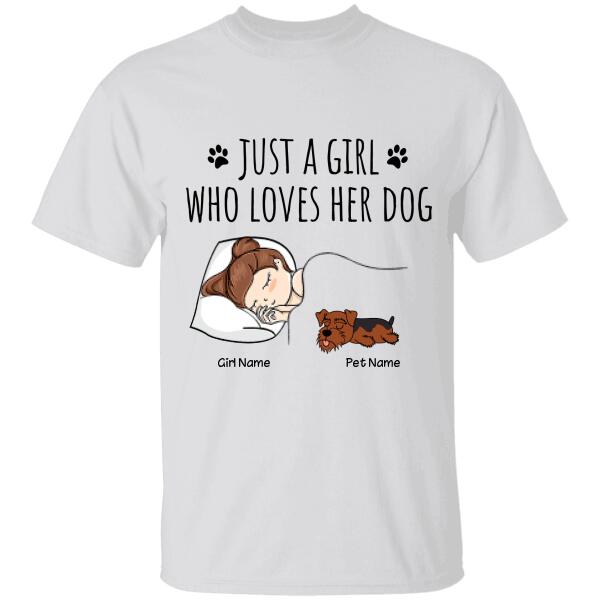 Just A Girl Who Loves Her Dogs Lazy Personalized T-Shirt TS-PT1198
