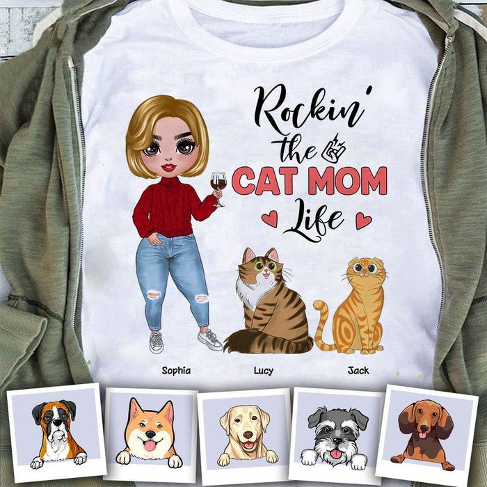 Rockin' The Cat Mom Life Personalized T-shirt TS-NB1238