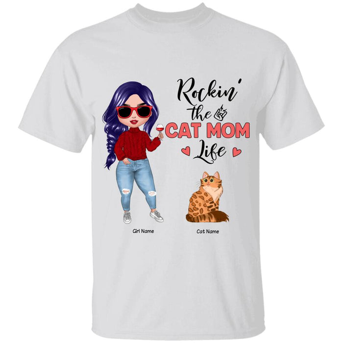 Rockin' The Cat Mom Life Personalized T-shirt TS-NB1238