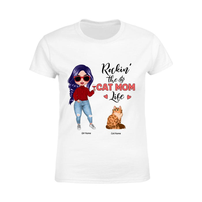 Rockin' The Cat Mom Life Personalized T-shirt TS-NB1238