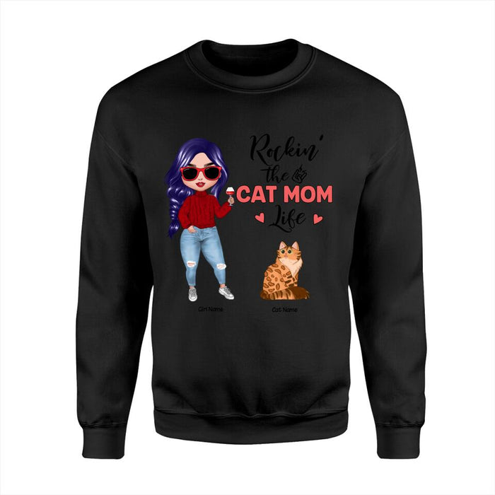 Rockin' The Cat Mom Life Personalized T-shirt TS-NB1238