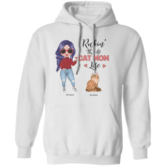 Rockin' The Cat Mom Life Personalized T-shirt TS-NB1238