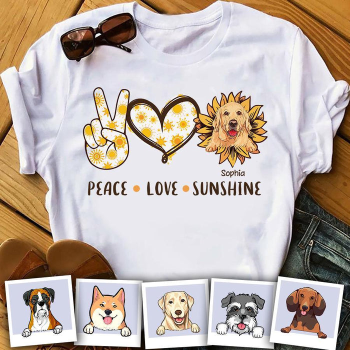 Peace Love Dog Sunflower Personalized T-shirt TS-NN1232