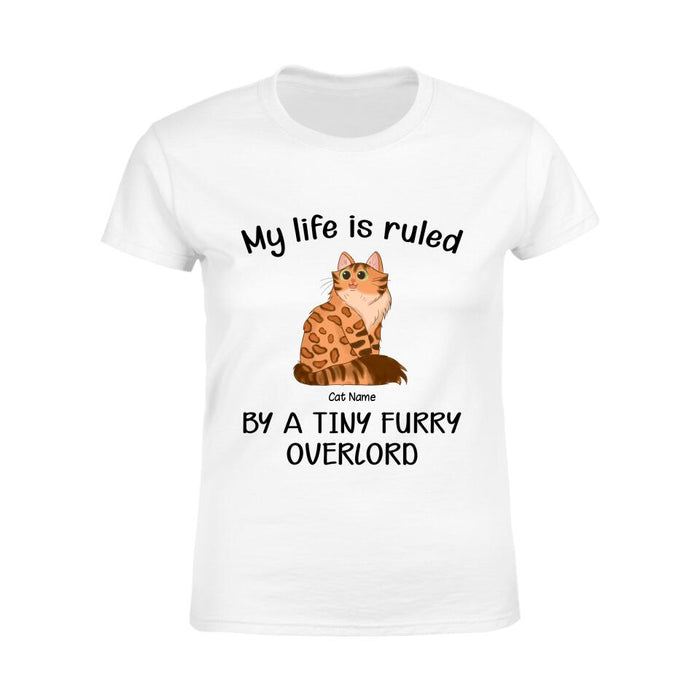 Funny My Life Is Ruled By Tiny Furry Overlords Personalized Cat T-Shirt TS-PT1225