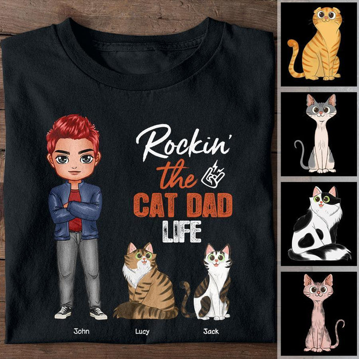 Rockin' The Cat Dad Life Personalized T-shirt TS-NB1239
