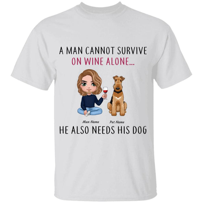 A Man Cannot Survive On Wine Alone Personalized T-shirt TS-NN1192