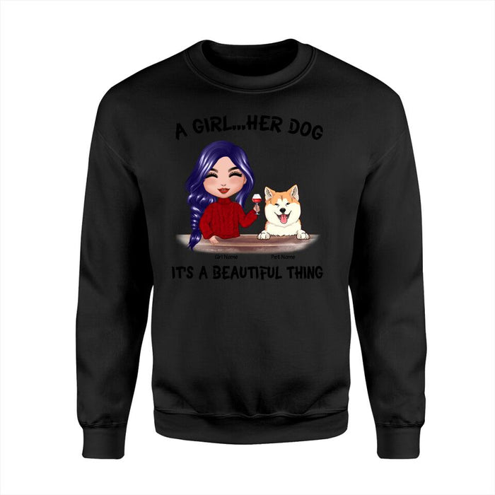 A Girl And Her Dogs A Beautiful Thing Doll Personalized T-Shirt TS-PT1296