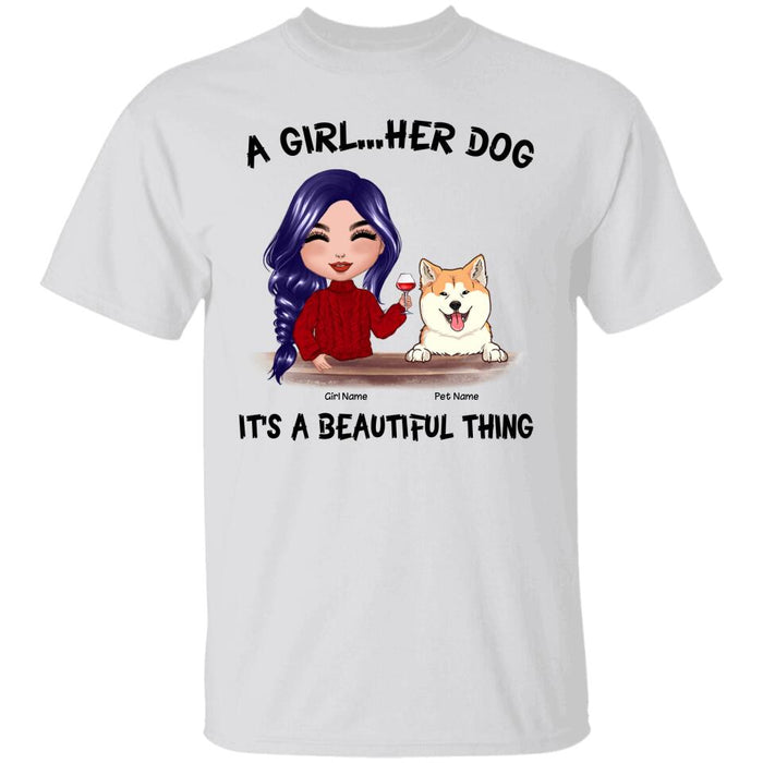 A Girl And Her Dogs A Beautiful Thing Doll Personalized T-Shirt TS-PT1296