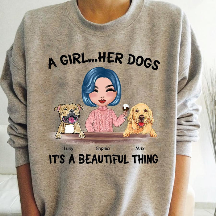 A Girl And Her Dogs A Beautiful Thing Doll Personalized T-Shirt TS-PT1296