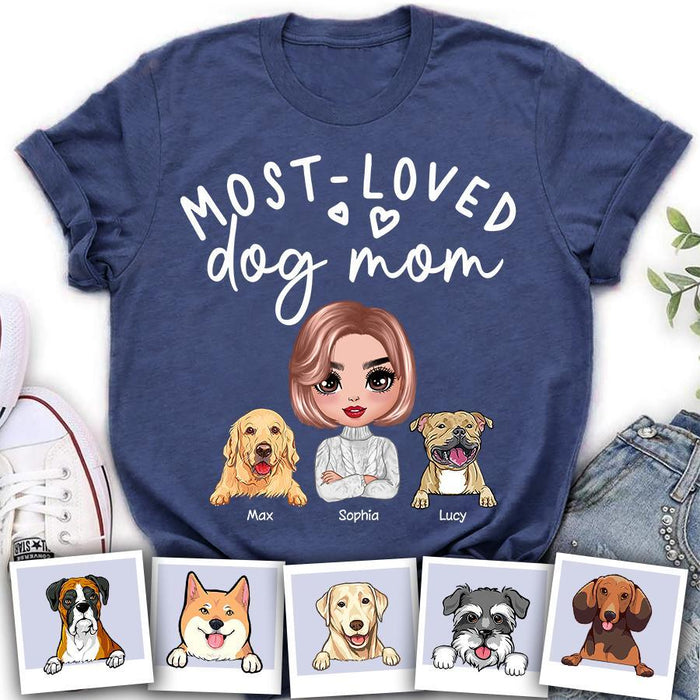 Most Loved Dog Mom Personalized T-shirt TS-NB1313