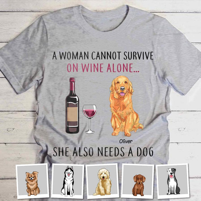 Funny Dog Mom Loves Wine Personalized T-Shirt TS-PT846a