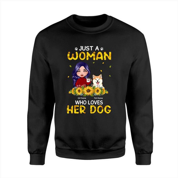 Just A Woman Who Loves Dogs Sunflower Personalized T-Shirt TS-PT1332