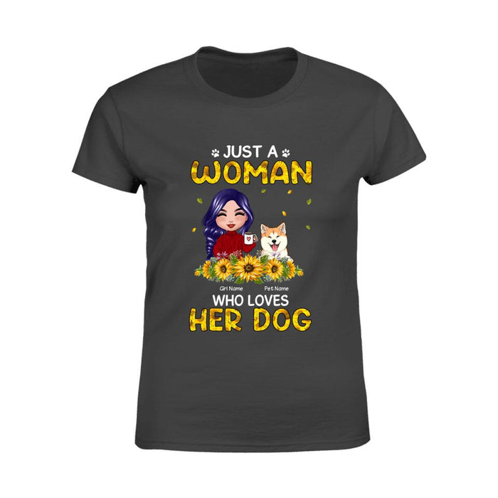 Just A Woman Who Loves Dogs Sunflower Personalized T-Shirt TS-PT1332