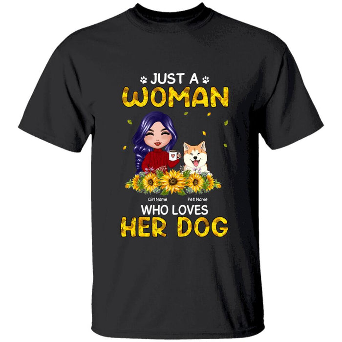 Just A Woman Who Loves Dogs Sunflower Personalized T-Shirt TS-PT1332