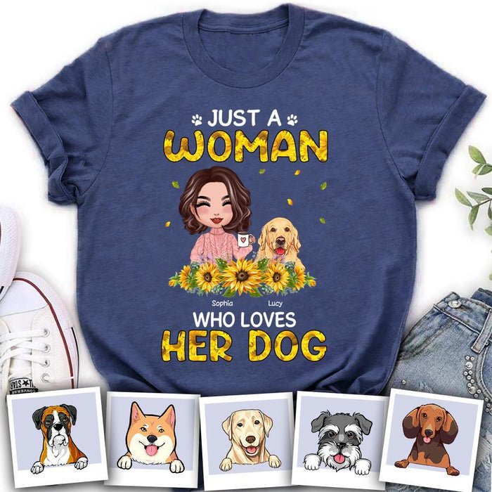 Just A Woman Who Loves Dogs Sunflower Personalized T-Shirt TS-PT1332