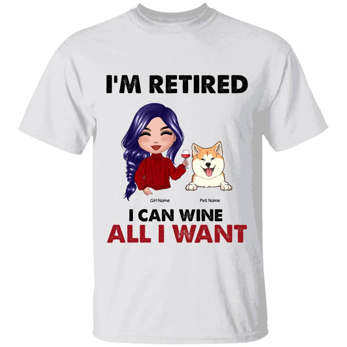 Retired Dog Mom Loves Wine Personalized T-Shirt TS-PT1354