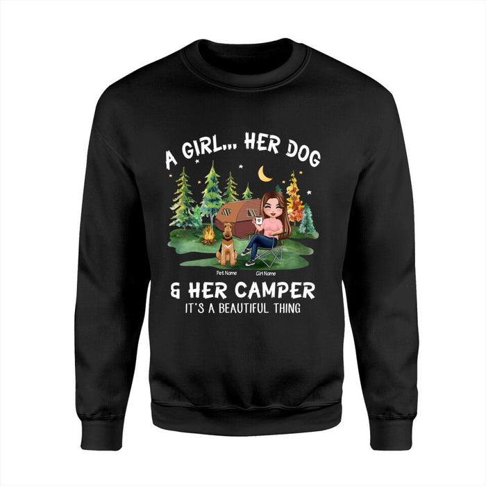 Dog Mom Loves Camping Personalized T-Shirt TS-PT1343