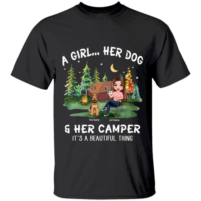 Dog Mom Loves Camping Personalized T-Shirt TS-PT1343