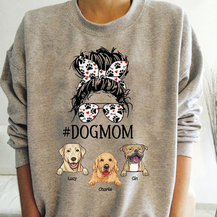 Messy Bun Dog Mom Personalized T-Shirt TS-PT1380