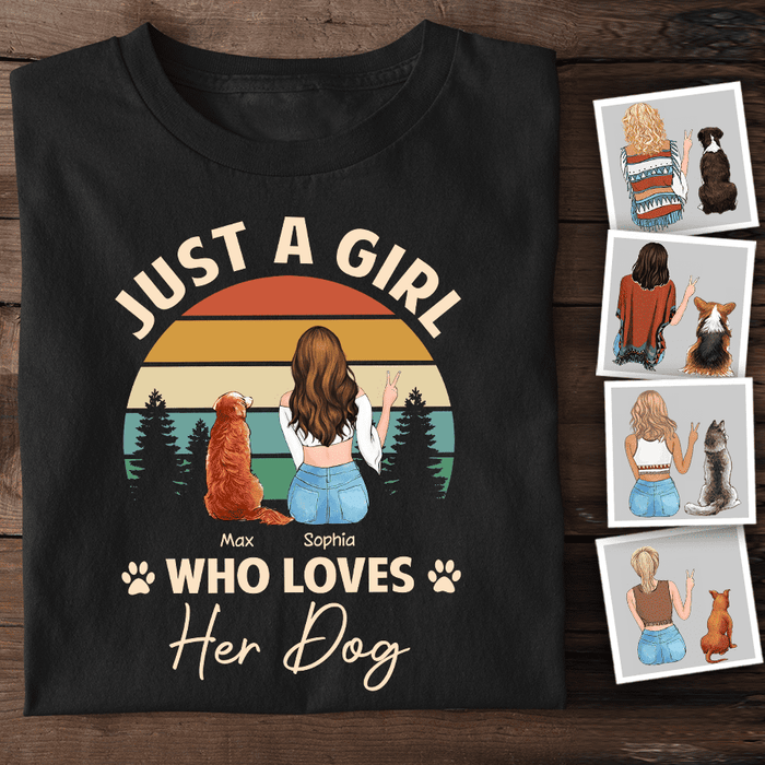 Just A Girl In Love With Her Dogs Retro Personalized T-Shirt TS-PT1408