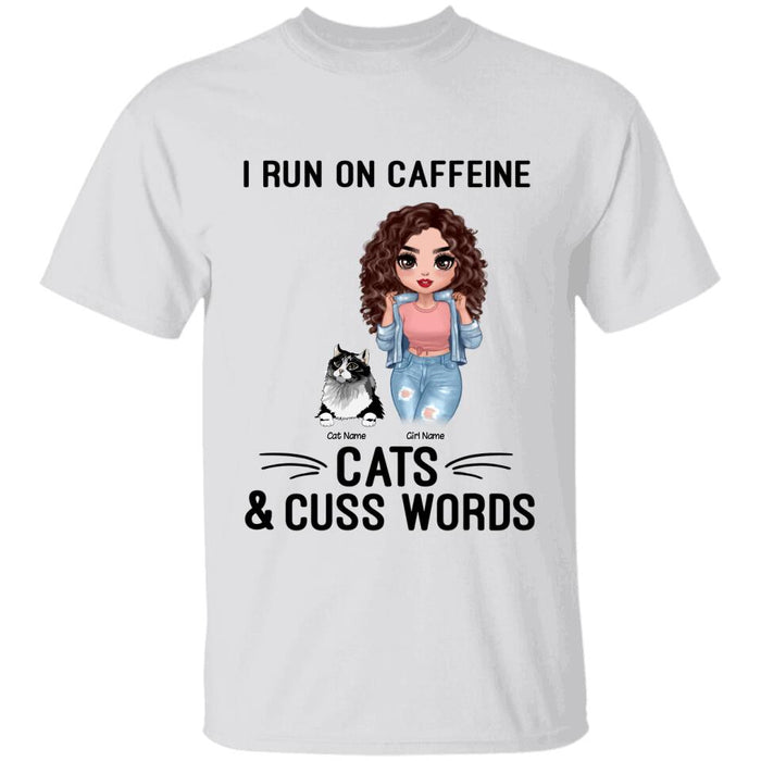 I Run On Caffeine Cats & Cuss Words Personalized T-shirt TS-NN1418