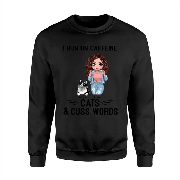 I Run On Caffeine Cats & Cuss Words Personalized T-shirt TS-NN1418