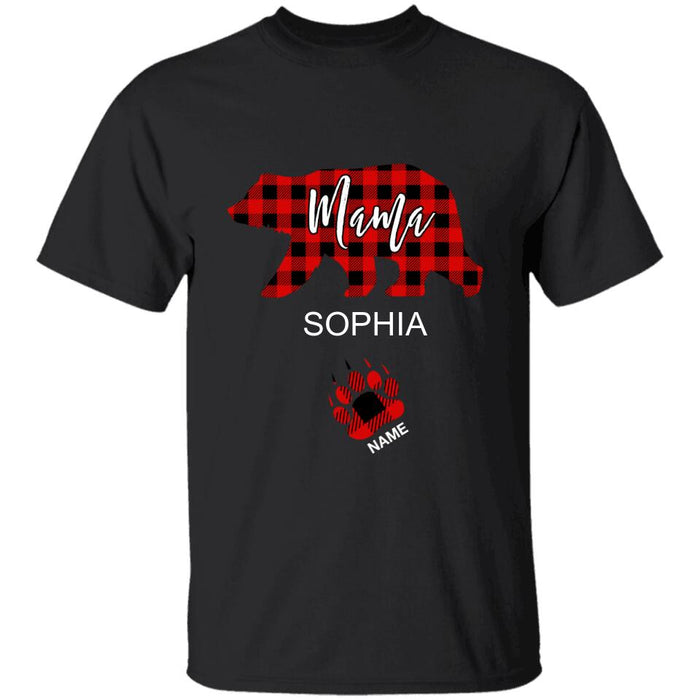 Nana Bear Buffalo Plaid Pattern Personalized T-Shirt TS-PT1453