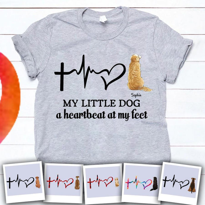 Heartbeat At My Feet Personalized Dog T-Shirt TS-PT1476