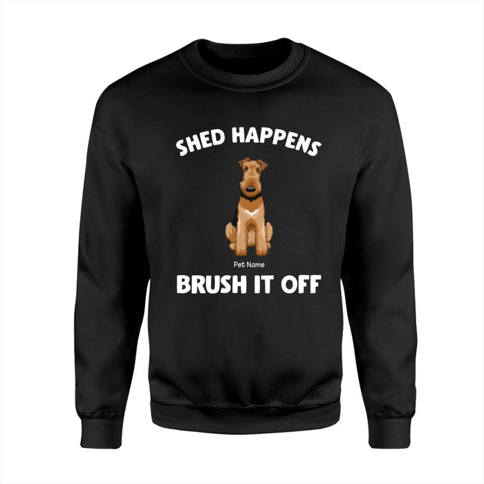 Funny Shed Happens Brush It Off Personalized Dog T-Shirt TS-PT1492