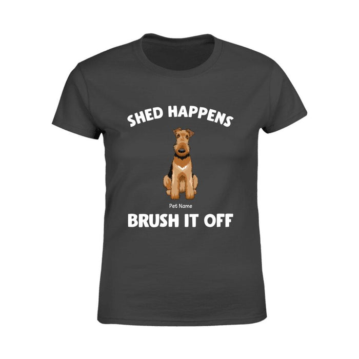 Funny Shed Happens Brush It Off Personalized Dog T-Shirt TS-PT1492