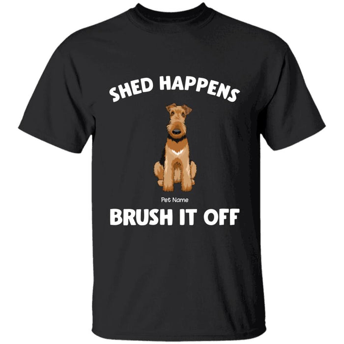 Funny Shed Happens Brush It Off Personalized Dog T-Shirt TS-PT1492