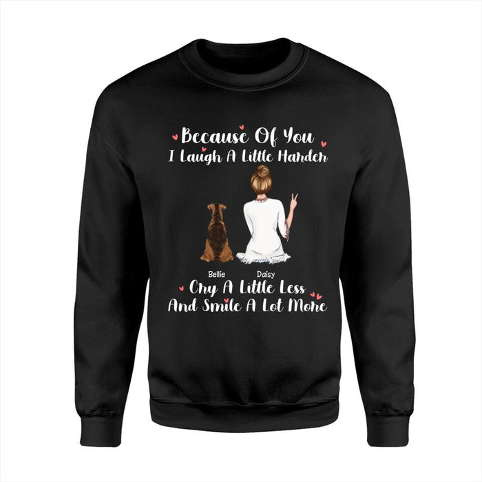 Because Of You I Smile A Lot More Dog Personalized T-shirt TS-NN1499