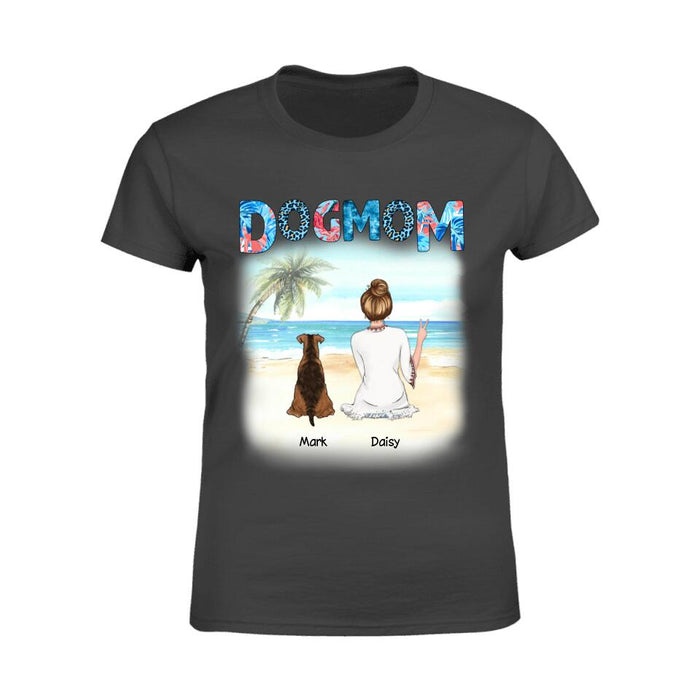 Dog Mom And Her Fur Babies On The Beach Personalized T-Shirt TS-PT1557