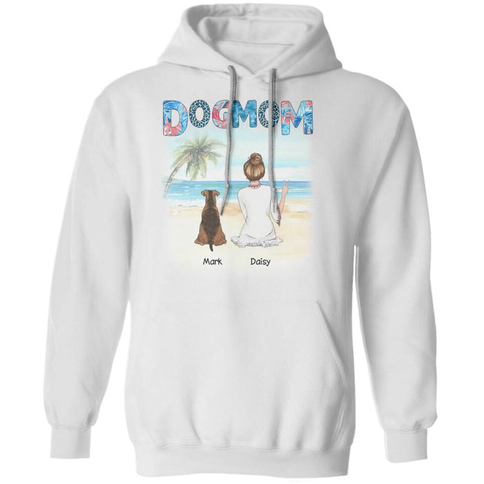 Dog Mom And Her Fur Babies On The Beach Personalized T-Shirt TS-PT1557