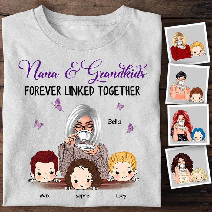 Nana & Grandkids Forever Linked Together Personalized T-shirt TS-NB1553