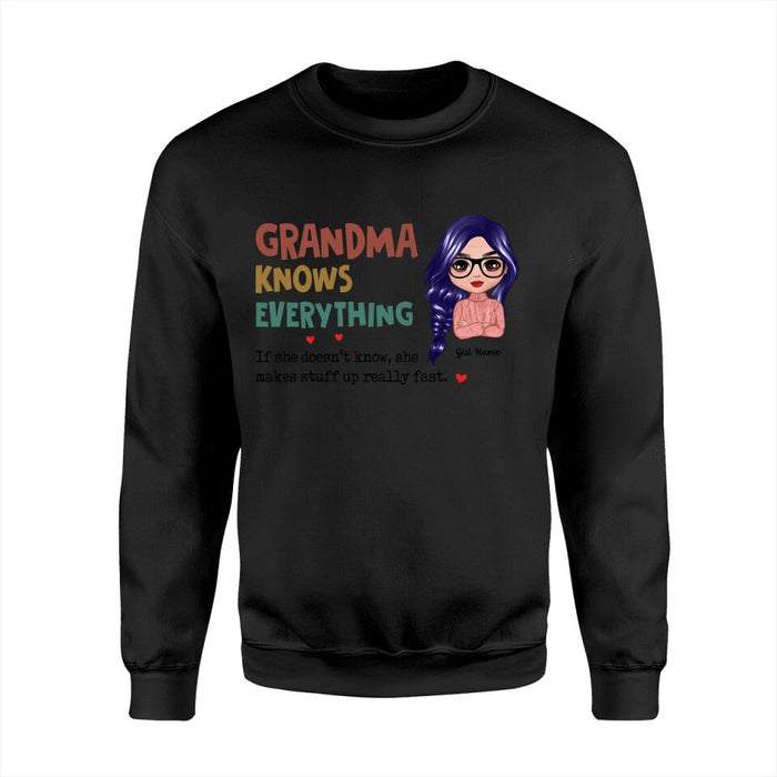 Grandma Knows Everything Plaid Personalized T-shirt TS-NN1546
