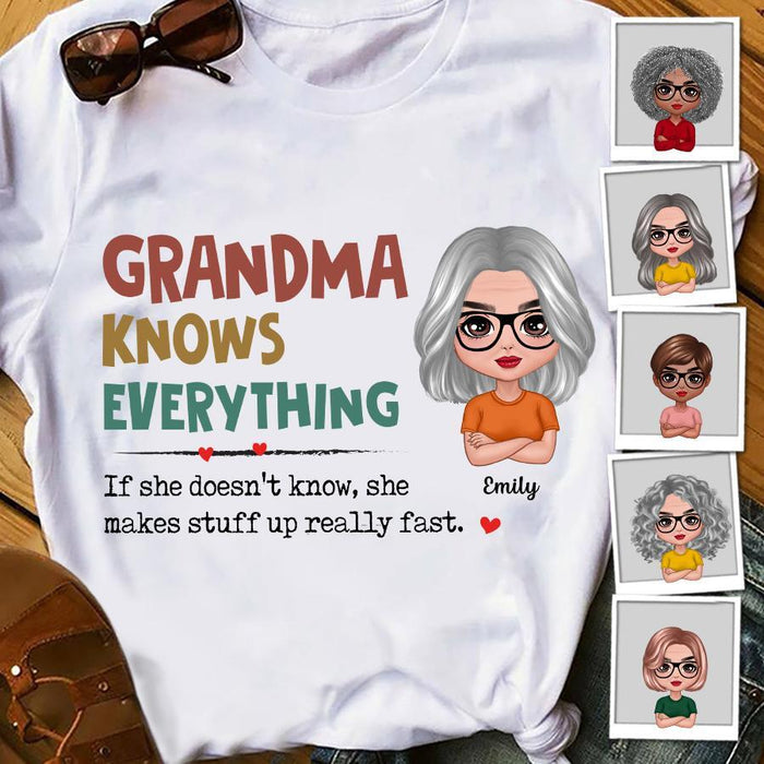 Grandma Knows Everything Plaid Personalized T-shirt TS-NN1546