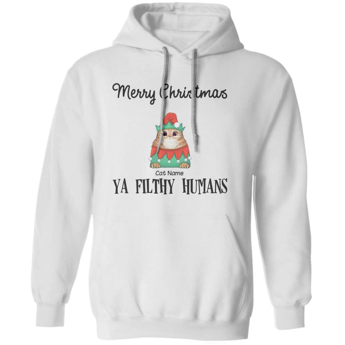 Merry Christmas Ya Filthy Humans Personalized Cat T-shirt TS-NN282