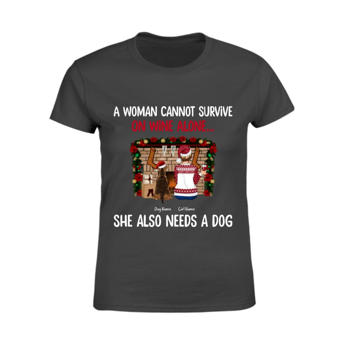 A Woman Cannot Survive On Wine Alone Personalized Dog T-shirt TS-NB339