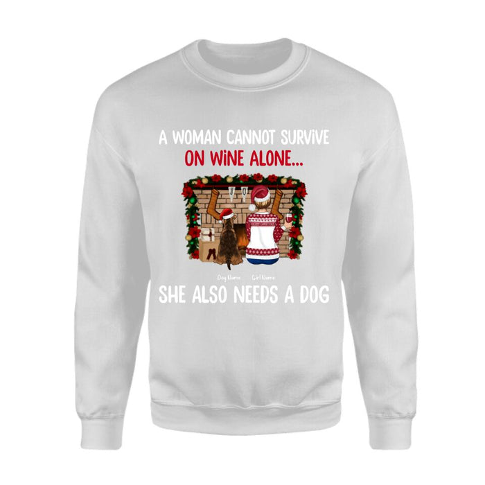 A Woman Cannot Survive On Wine Alone Personalized Dog T-shirt TS-NB339