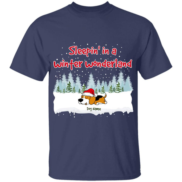 Funny Sleepin' In A Winter Wonderland Personalized Dog T-Shirt TS-PT530