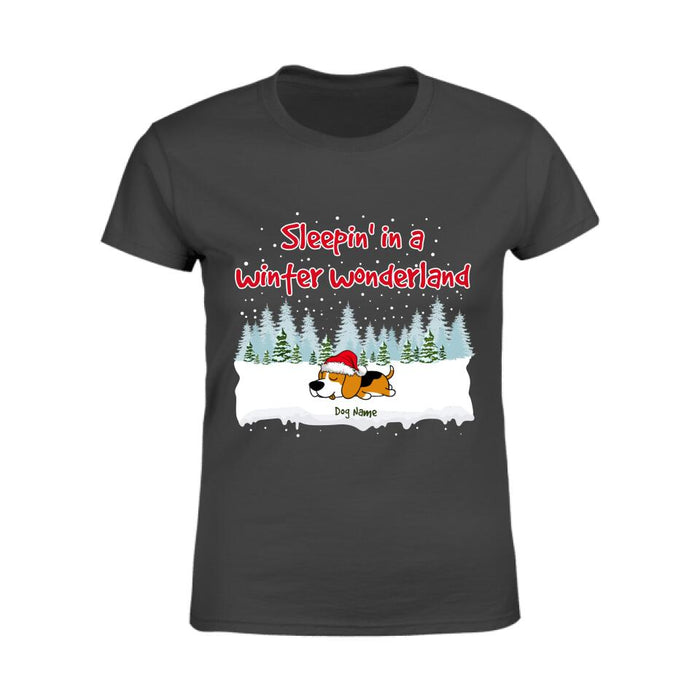 Funny Sleepin' In A Winter Wonderland Personalized Dog T-Shirt TS-PT530