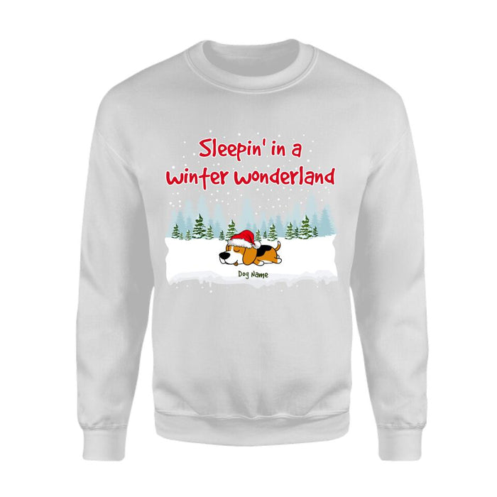 Funny Sleepin' In A Winter Wonderland Personalized Dog T-Shirt TS-PT530