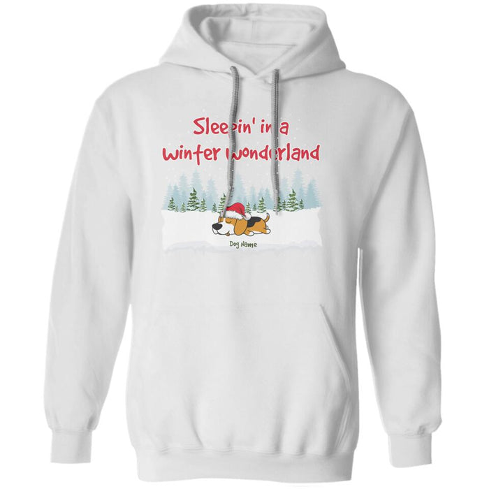 Funny Sleepin' In A Winter Wonderland Personalized Dog T-Shirt TS-PT530