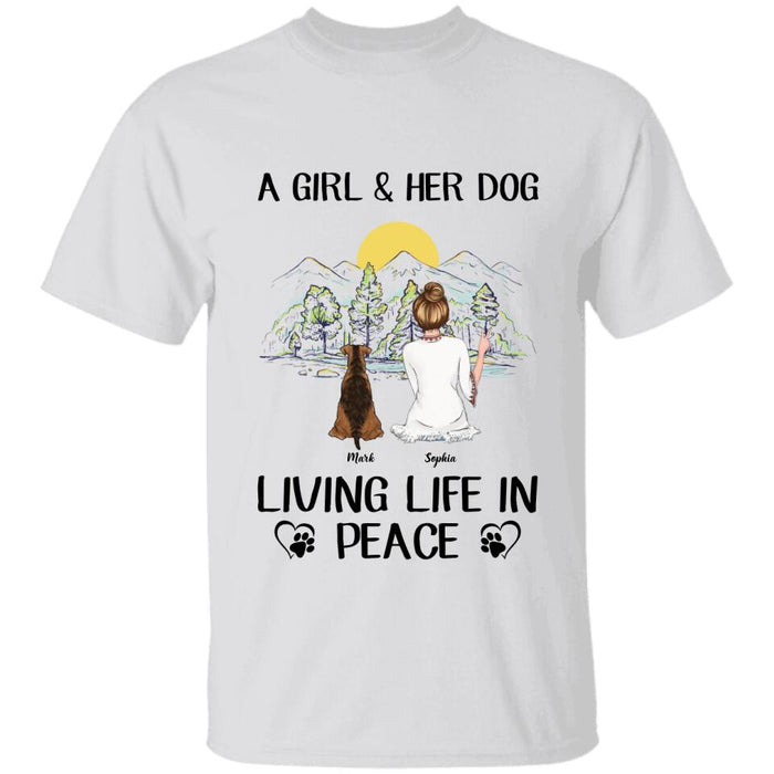 A Girl & Her Dog Living Life In Peace Personalized T-shirt TS-NB1660