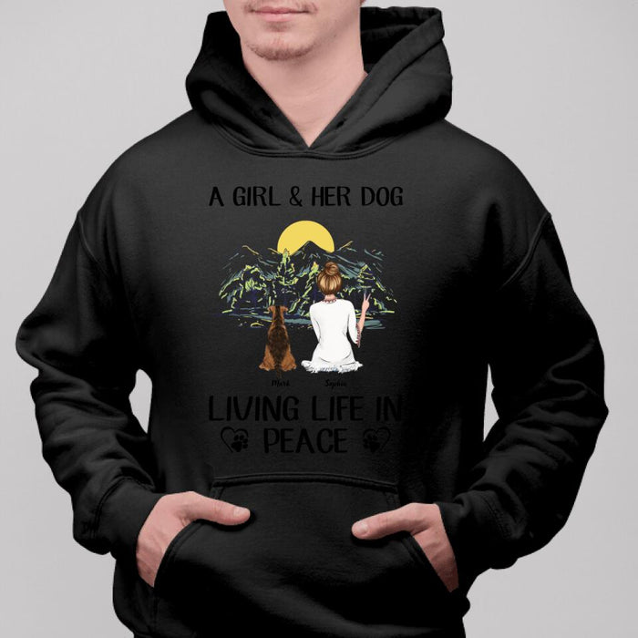 A Girl & Her Dog Living Life In Peace Personalized T-shirt TS-NB1660