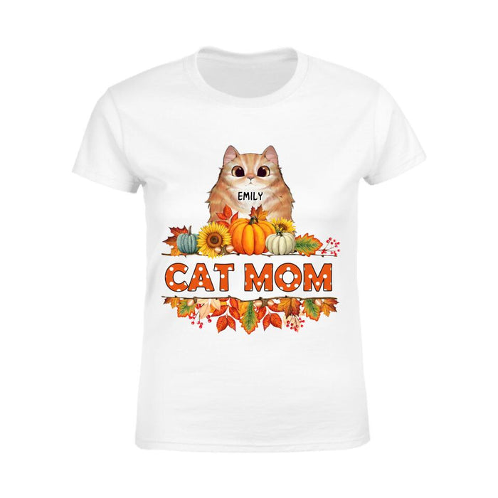 Autumn Cat Mom Personalized T-shirt TS-NB1815